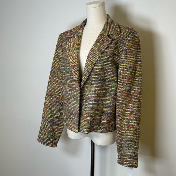 V.P. Collections Handwoven Silk Open Front Blazer Jacket Women’s Size Medium NWT - Picture 2 of 10